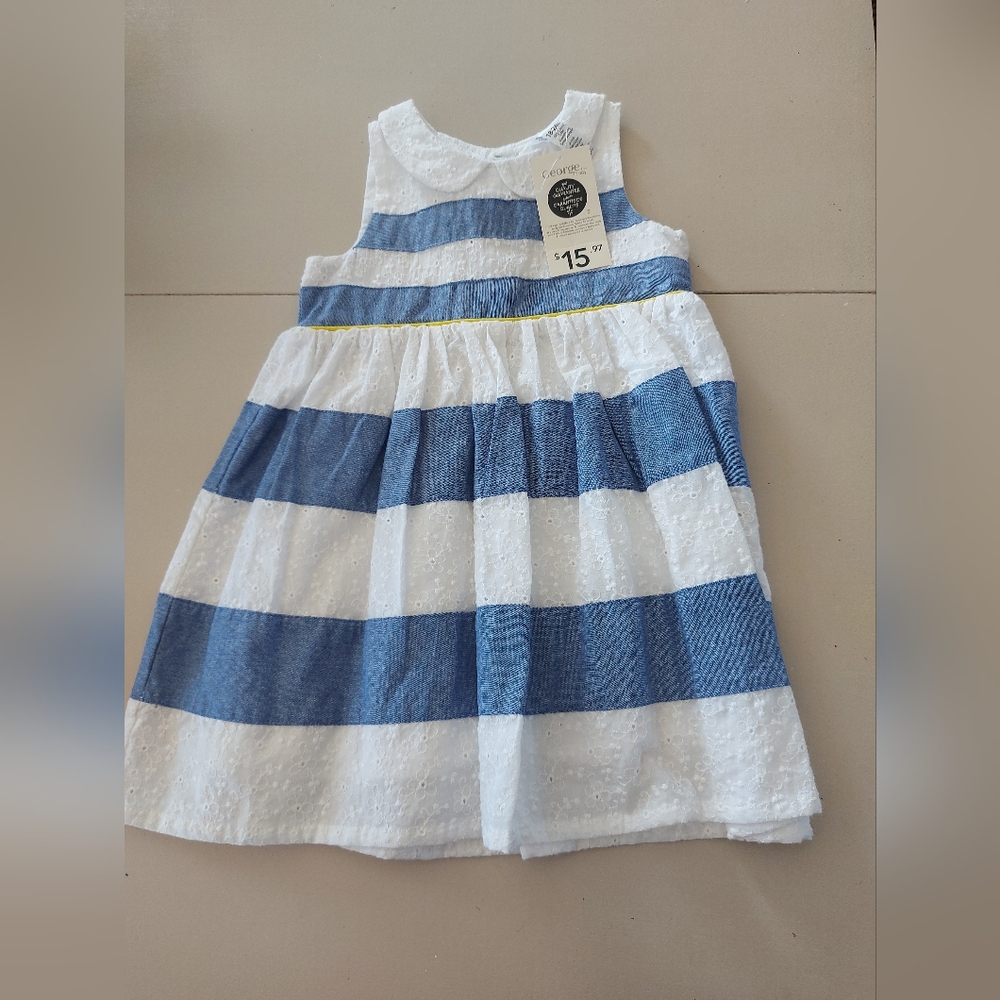 **3 Listings $20**                         Blue and White Striped Kids Dress